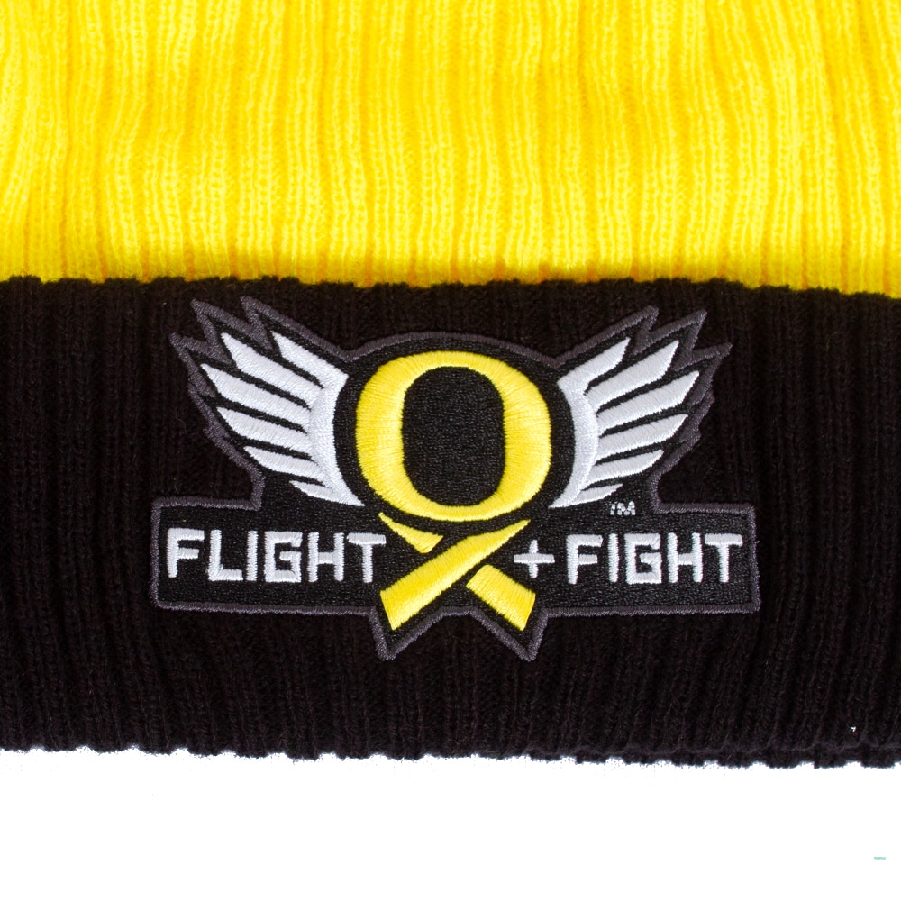 Classic Oregon O, Nike, Black, Beanie, Acrylic, Accessories, Unisex, Peak, Cuff & Pom, Hat, Ribbon, Flight and Fight, 812559